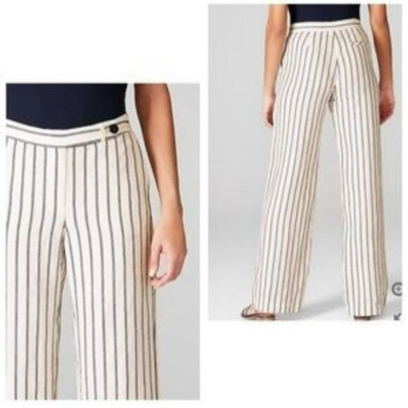 J.Jill Womens 4 Striped Linen Rayon Wide-Leg Pants Ivory & Black - Picture 2 of 11